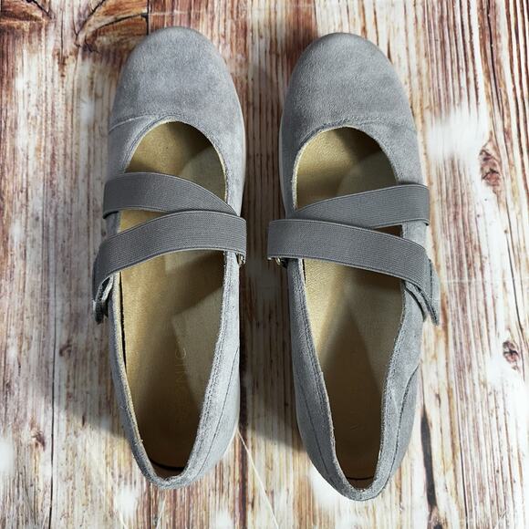 NEW Vionic SHELBY Sz 11 Gray Suede Mary Jane Loafers Shoes Elastic Strap Slip On - Picture 5 of 12